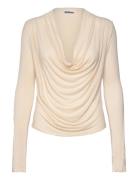 Drape Long Sleeve Top Tops T-shirts & Tops Long-sleeved Beige Weekday