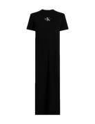 Monologo Long Rib Tee Dress Maxikjole Festkjole Black Calvin Klein Jea...