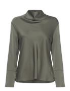 Ayumi Silk Blouse Tops Blouses Long-sleeved Khaki Green Ahlvar Gallery