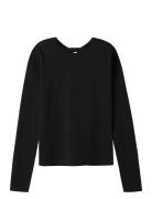 Nlfnove Ls Short Open Top Tops T-shirts Long-sleeved T-Skjorte Black L...