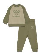 Hmlhumming Crewsuit Sets Sweatsuits Green Hummel