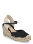 Robby Canvas & Jute Espadrille Espadrillos Med Hæl Sandal Black Lauren...