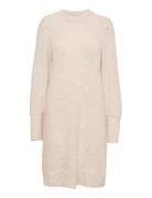 Slflinna-Mia Ls Knit O-Neck Dress B Knælang Kjole Cream Selected Femme