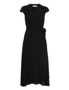 Wrap Dress Midi Knælang Kjole Black IVY OAK