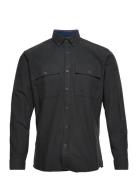 Brushed Twill Shirt L/S Tops Shirts Casual Black Lindbergh