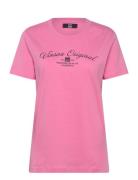 Layla Reg Sj Vin W Tee Tops T-shirts & Tops Short-sleeved Pink VINSON