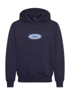 Dotted Logo Hoodie Tops Sweatshirts & Hoodies Hoodies Navy Daily Paper