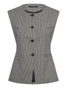 Holden Houndstooth Waistcoat Blazers Sleeveless Blazers Black French C...