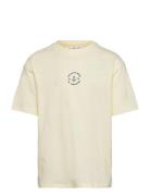 Cotton T-Shirt With Printed Drawing Tops T-Kortærmet Skjorte Cream Man...