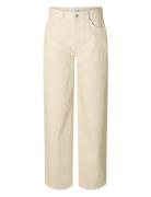 Slfalice Mw Barrel Ecru Jeans Bottoms Jeans Wide Beige Selected Femme