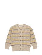 Cardigan Crafted Stripe Tops Knitwear Cardigans Beige Petit Piao