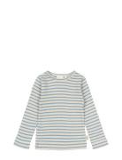 T-Shirt L/S Modal Striped Tops T-shirts Long-sleeved T-Skjorte Blue Pe...