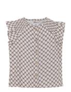 Shirt Lace Allover Print Tops T-Kortærmet Skjorte Grey Daily 7