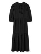 Vmpretty 3/4 Long Dress Wvn Ga Knælang Kjole Black Vero Moda