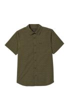 Charter Print S/S Wvn Tops Shirts Short-sleeved Khaki Green Brixton