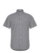 Reg Poplin Gingham Ss Shirt Tops Shirts Short-sleeved Black GANT