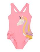 Swimsuit W. Application Badedragt Badetøj Pink Color Kids