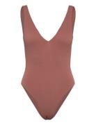 Seadive Deep V Neck Piece Badedragt Badetøj Brown Seafolly