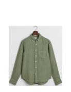 Reg Gmnt Dyed Linen Shirt Tops Shirts Casual Green GANT