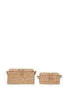 Tine - Baskets, Seagrass/Metal, Natural, Set Of 2 Home Storage Storage...