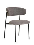 Silla - Dining Chair, Bouclé, Light Grey, Black Legs Home Furniture Ch...