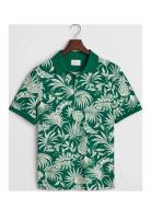 Printed Ss Polo Tops Polos Short-sleeved Green GANT