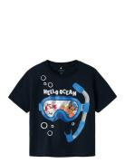 Nmmmorish Paw Nreg Ss Top Cplg Tops T-Kortærmet Skjorte Navy Name It