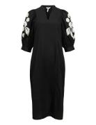 Objnaja Re 2/4 V-Neck Midi Dress 138 Knælang Kjole Black Object