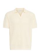 Cfeaston Ss Structured Polo Knit Tops Knitwear Short Sleeve Knitted Po...