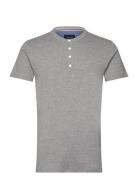 Ribbed Granddad Tee S/S Tops T-Kortærmet Skjorte Grey Lindbergh