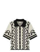 Gabera - Black And White Jacquard Polo Jumper Tops T-shirts & Tops Pol...