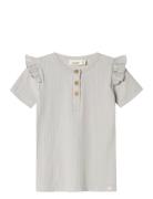 Nmffleura Ss Slim Top Lil Tops T-Kortærmet Skjorte Grey Lil'Atelier