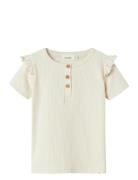 Nmffleura Ss Slim Top Lil Tops T-Kortærmet Skjorte Beige Lil'Atelier