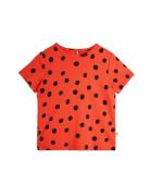 Dots Aop Ss Tee Tops T-Kortærmet Skjorte Red Mini Rodini