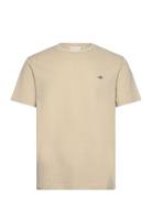 Pique Ss T-Shirt Tops T-Kortærmet Skjorte Beige GANT