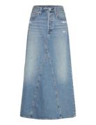 Iconic Long Skirt W/Slit Med Indigo - Worn In Skirts Maxi Skirts Blue ...