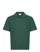 Regular-Fit Textured Polo Shirt Tops T-Kortærmet Skjorte Green Mango