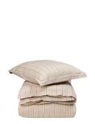 Beige/White Striped Cotton Poplin Bed Set Home Textiles Bedtextiles Be...