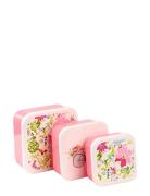 Set Of 3 Lunch Box M/L/Xl Julie Dodsworth Pink Botanical Home Meal Tim...