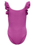Kogwave Structure Swimsuit Acc Badedragt Badetøj Purple Kids Only