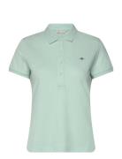 Slim Sheild Cap Sleeve Pique Polo Tops T-shirts & Tops Polos Green GAN...