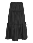 Ruffled Tiered Cotton Skirt Skirts Maxi Skirts Black Monki