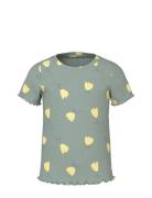 Nmfvemma Aop Ss Slim Top Tops T-Kortærmet Skjorte Grey Name It