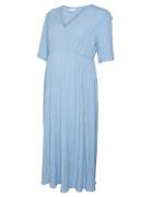 Mlrosana 2/4 Wo Midi Dress Knælang Kjole Blue Mamalicious