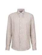 Cityhemden 1/1 Arm Tops Shirts Linen Shirts Beige Seidensticker