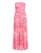 Solana Printed Mesh Maxi Dress Maxikjole Festkjole Pink Bardot