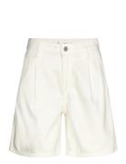 Mid-Rise Denim Bermuda Shorts With Pleats Bottoms Shorts Bermudas Whit...