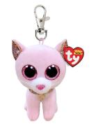 Fiona - Pink Cat Clip Toys Soft Toys Stuffed Animals Multi/patterned T...