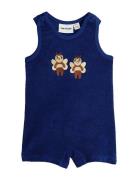 Bees Emb Terry Summersuit Baby Jumpsuit Blue Mini Rodini