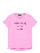 T-Shirt Tops T-Kortærmet Skjorte Pink United Colors Of Benetton